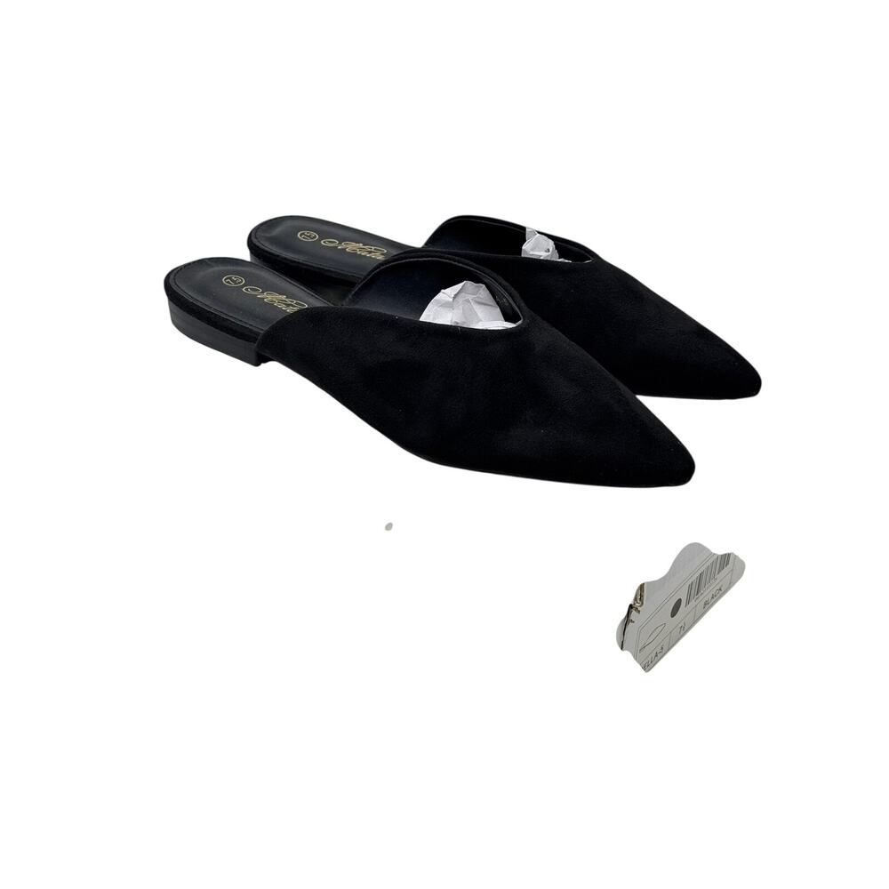 Boutique Mata Bella-5 Black Faux Pointed-Toe Slip-On Mules Size 7.5 New